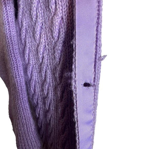 Handmade Cable Knit Midi Length Cardigan Sweater XS S Purple Button Midi Length - Picture 9 of 12